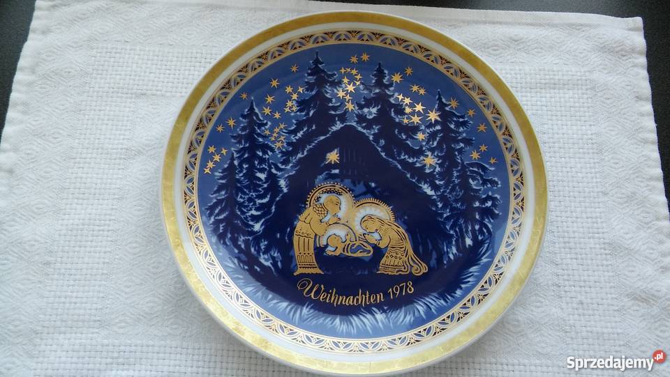 talerz Bavaria Echt kobalt złoto cudo 1978 Boże Gdańsk