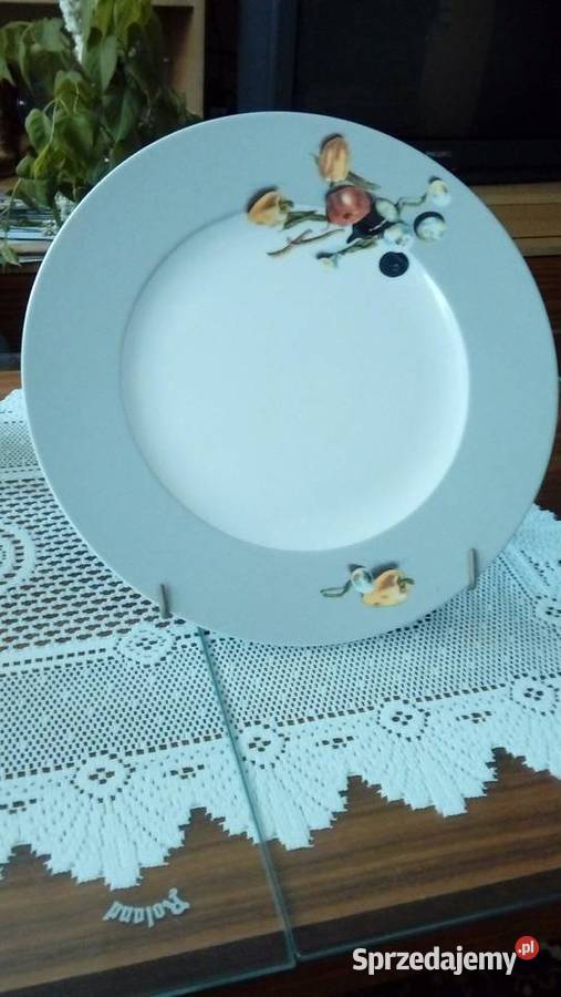 Porcelanowy duży talerz dekoracyjny sygnowany Warszawa