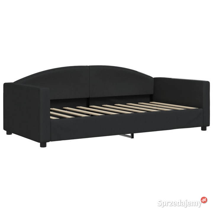 Sofa z funkcją spania czarna obita tkaniną 100cm Warszawa