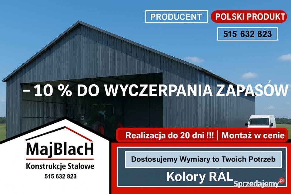 A166Otwarty Garaż Blaszany Zadaszenie Wolsztyn sprzedam