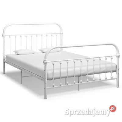 vidaXL Rama łóżka biała metalowa 140 x 200 mazowieckie Warszawa
