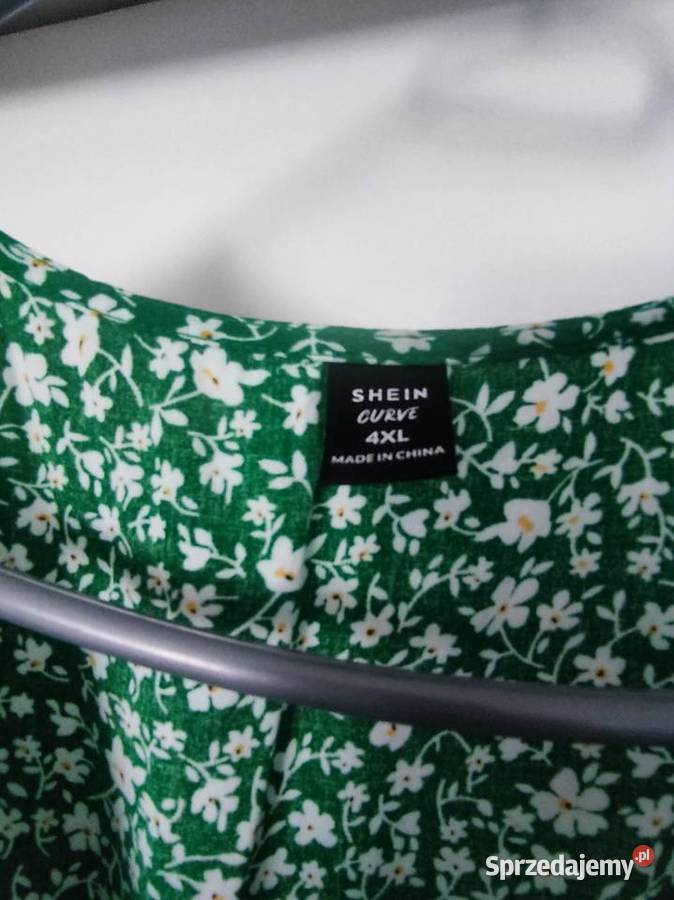Sukienka shein Curve zielona 4xl kwiatuszki krótki Ryki sprzedam