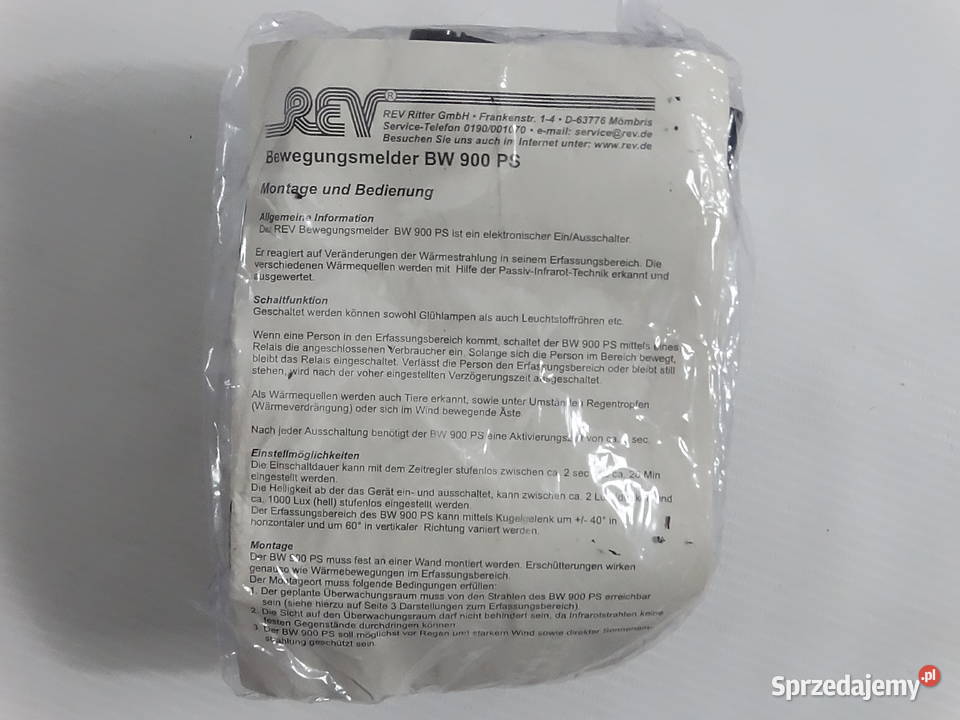 Nowy Czujnik Ruchu REV Ritter BW 900 2300W Biłgoraj