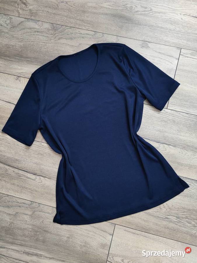 Granatowa bluzka prążkowana Vintage 44 46 Jasło