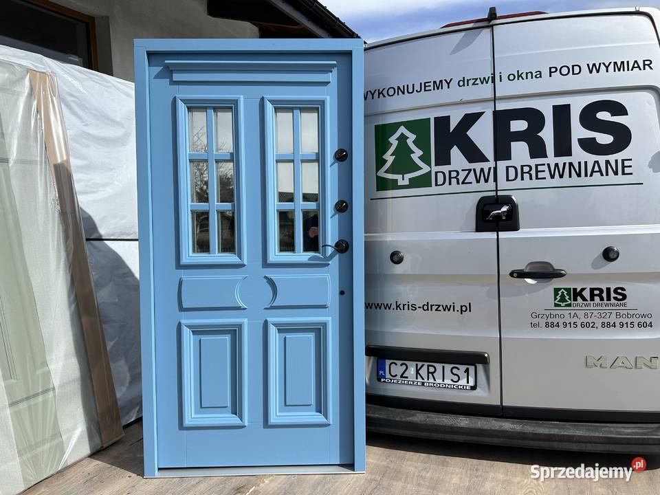 Drzwi zewnętrzne RĘKI drewniane Amerykańskie z Grzybno