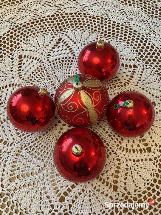 Komplet 5 sztuk szklane czerwone bombki