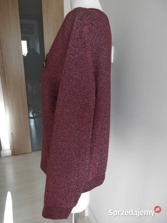Bluza HM Bordowa Burgund z Brokatem i Broszką Łomża sprzedam