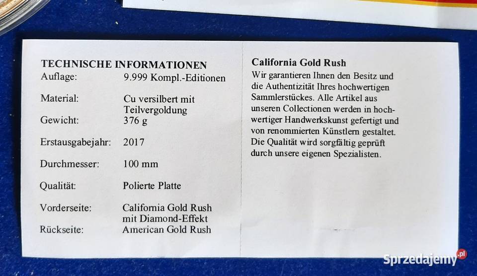 Duży Ciekawy Numizmat Gorączka Złota Gliwice