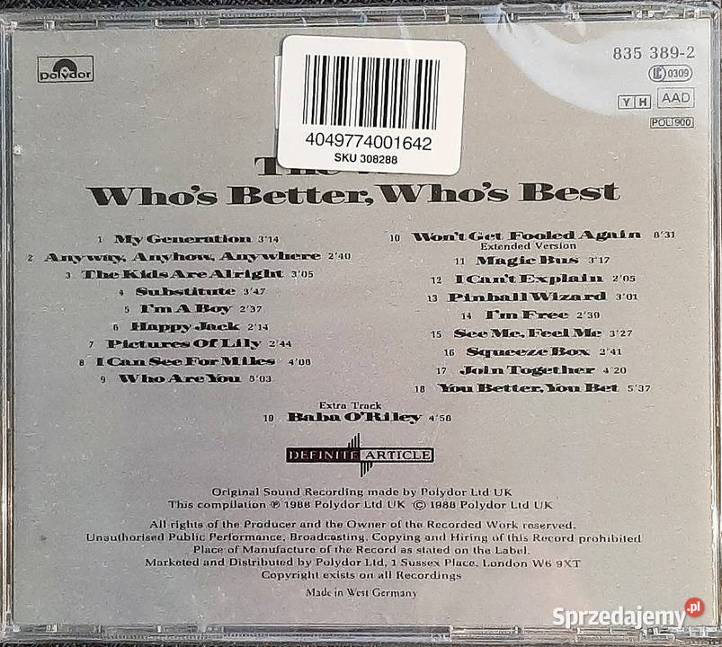 Album CD Kultowego Zespołu THE WHO Album Then Katowice