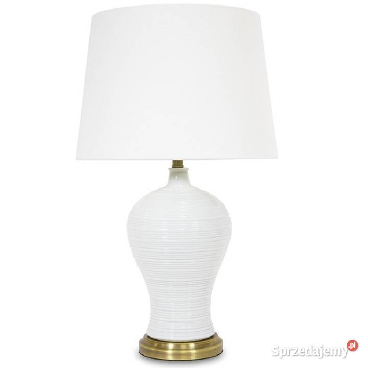Biała ceramiczna lampa stołowa z ozdobnym wzorem Oświetlenie Lublin