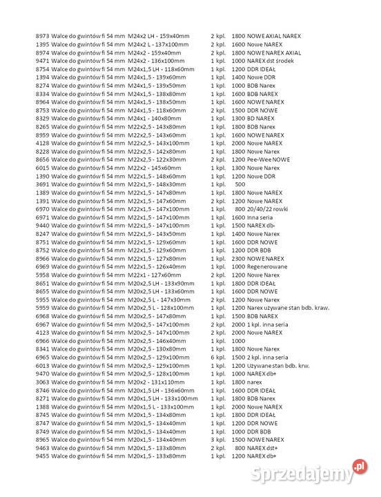 Walce do walcowania gwintów walcarki UPWS8 śląskie Kłobuck