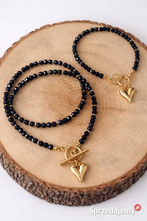 Zestaw naszyjnik bransoletka czarny agat Zielonki sprzedam