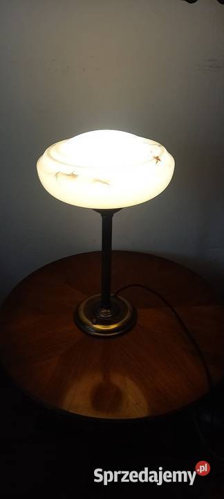 Mosiężna lampa gabinetowa klosz w marmurkowy Skierniewice