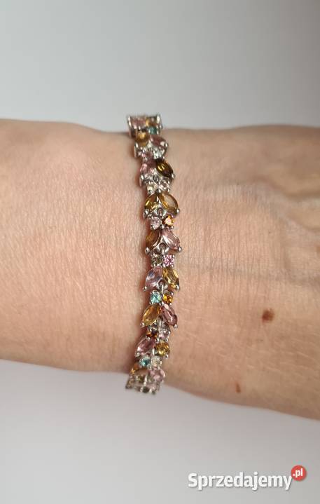 Srebra bransoletka z turmalinami kolorowymi srebro sprzedam