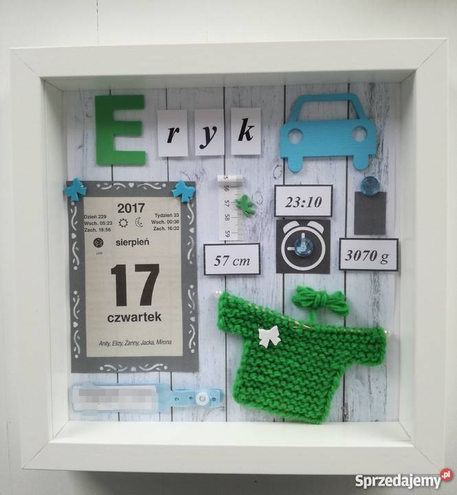 Metryczka Prezent na urodziny narodziny chrzest Zgierz