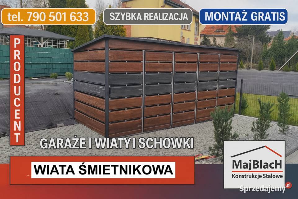 Duża Wiata Śmietnikowa 5x1 WIATKA Schowek Altana Nowe Miasto Lubawskie