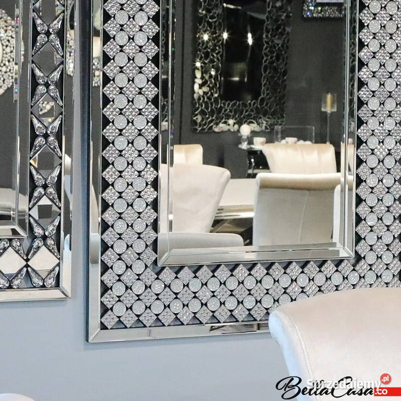 Srebrne lustro glamour prostokątne 80x120 548 Warszawa