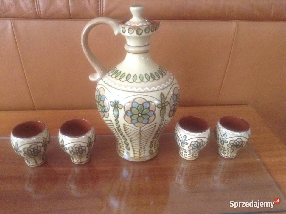Rękodzieło zestaw ceramiczny dzban z 6 kubkami Opole