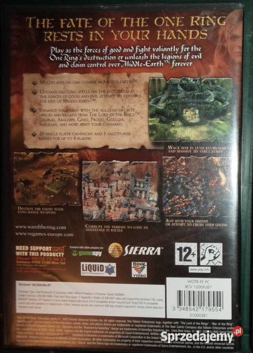 Lord of the rings PC CD BOX Sierra games 2003 Komputerowe PC Rzeszów