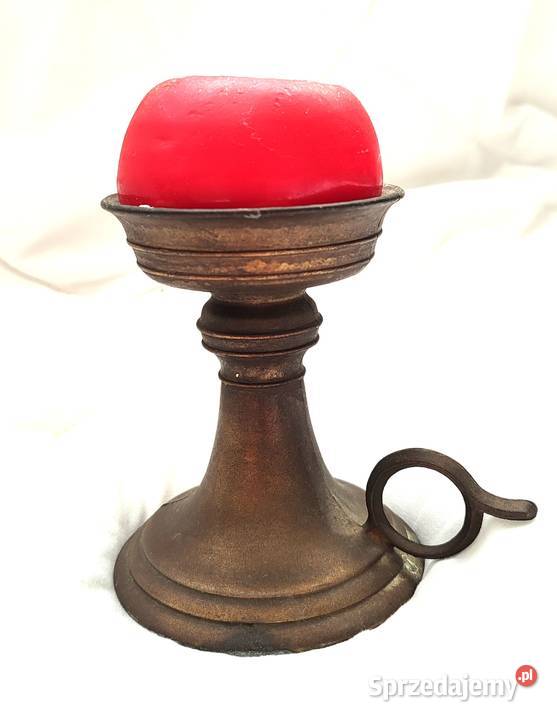 stary świecznik kaganek mosiężny Antyki Gdańsk