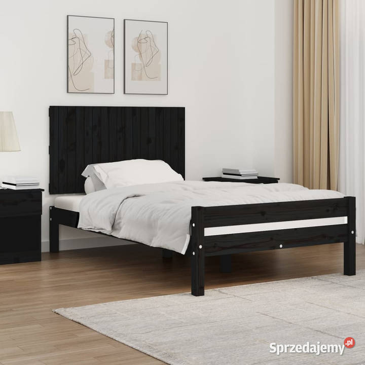 Wezgłowie łóżka czarne 108x3x60 lite drewno Warszawa