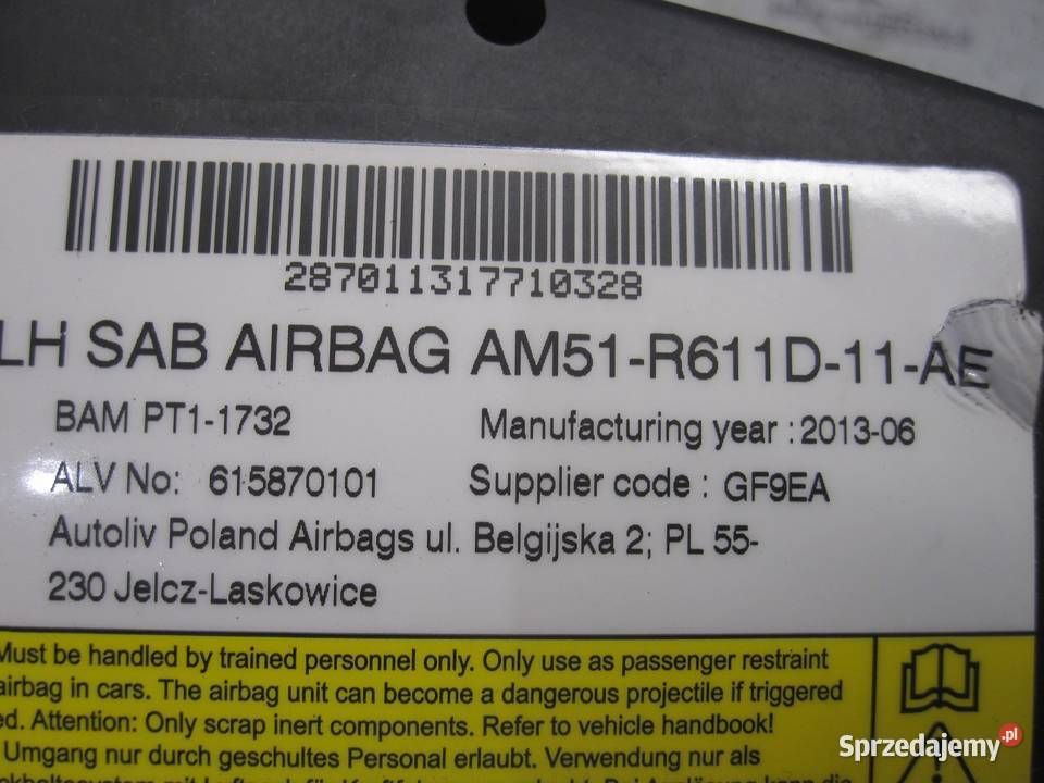 FOCUS MK3 III 12r AIRBAG poduszka fotela lewa Kielce sprzedam