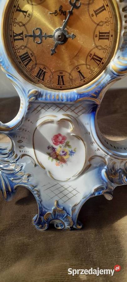 Porcelanowy zegar kominkowy w stylu rokokowym wielkopolskie