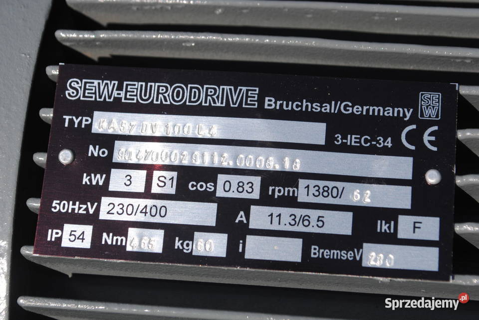 Motoreduktor kątowy 3kw 62obrmin firmy SEW