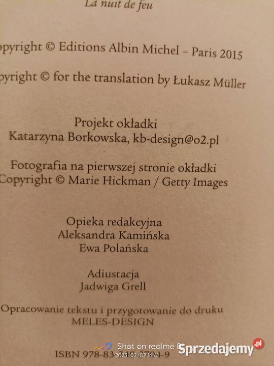 Noc ognia Schnitt książki pierwsze wydanie