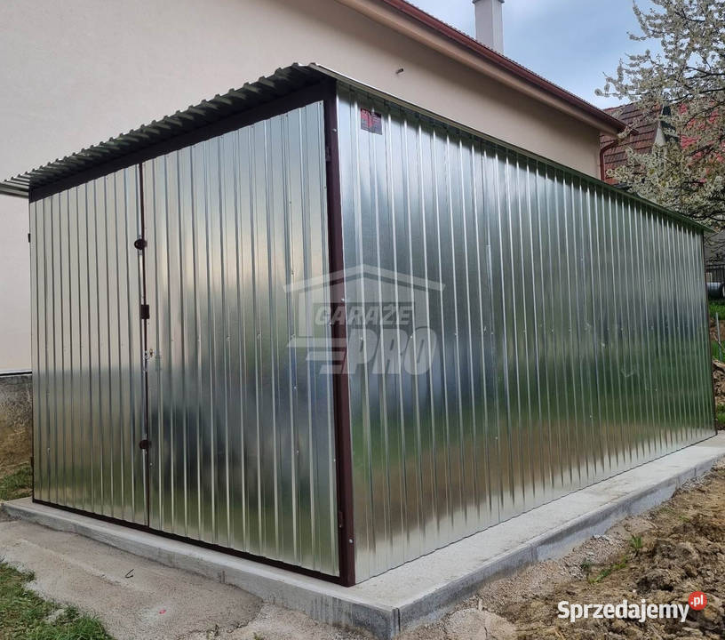 Garaż blaszany 3x4m Brama ocynk Dach spad w tył