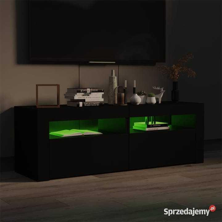 Szafka pod TV z oświetleniem LED czarna Warszawa