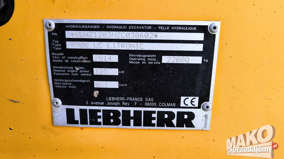 Liebherr R906 LC 228t 750mm klepka 300m szeroka Ostrowiec Świętokrzyski sprzedam