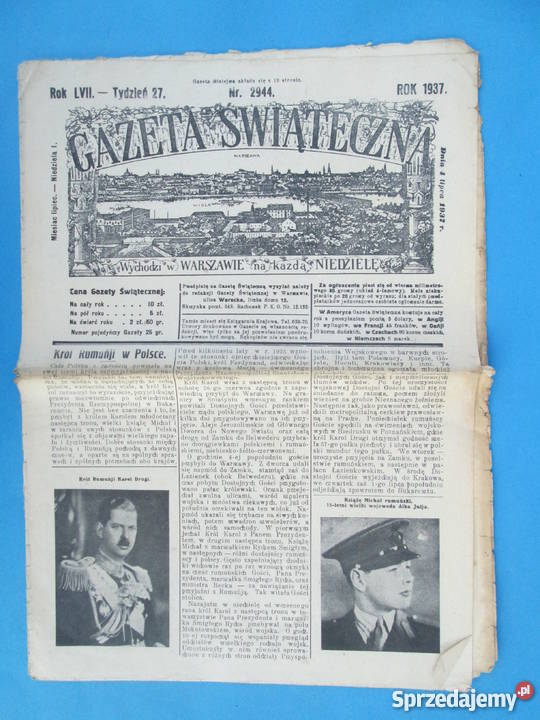 3 Gazeta Świąteczna wydania 1937 Bezpłatna Skierbieszów sprzedam