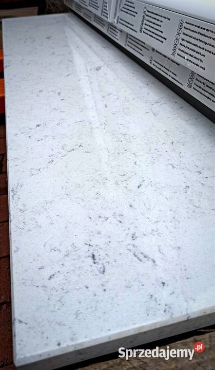 NOWY Parapet AGLOMARMUR Misty White 127x27 127 Dom i Ogród