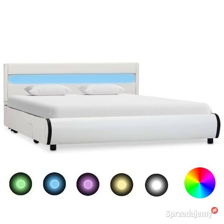 vidaXL Rama łóżka z LED, biała,284968
