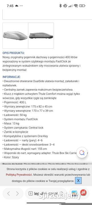 Box dachowy Thule Touring M 200 Gdańsk