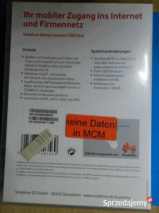 Modem K3520 HSDPA USB Stick darmowy Internet Tarnobrzeg sprzedam