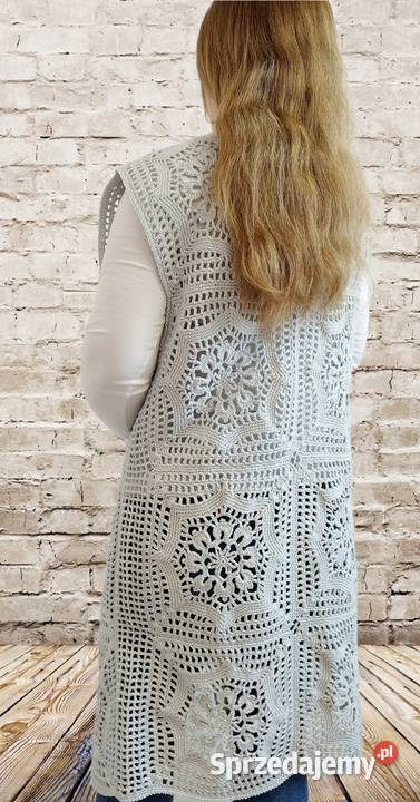 Ażurowy sweterkamizelka crochet ręczne robiony Piotrków Trybunalski