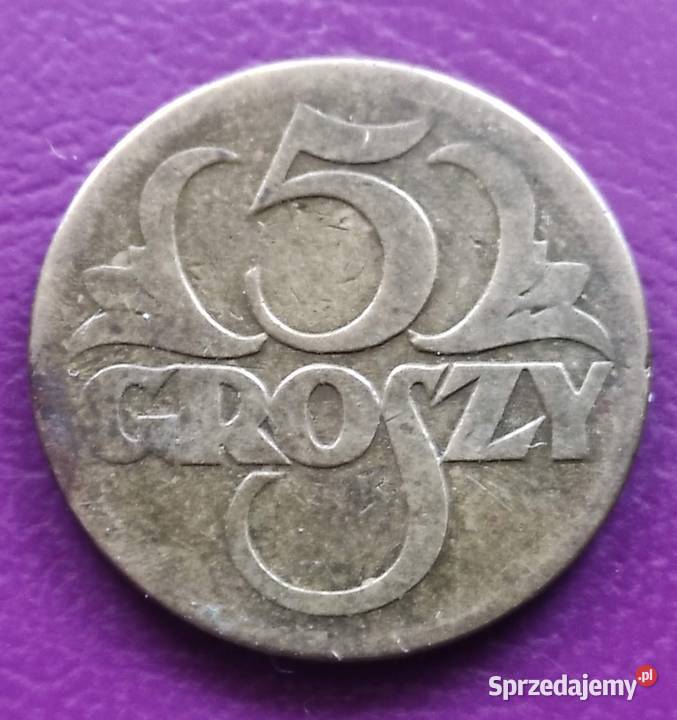 Moneta przedwojenna II RP 5 groszy 1923 Oryginał Pruszków