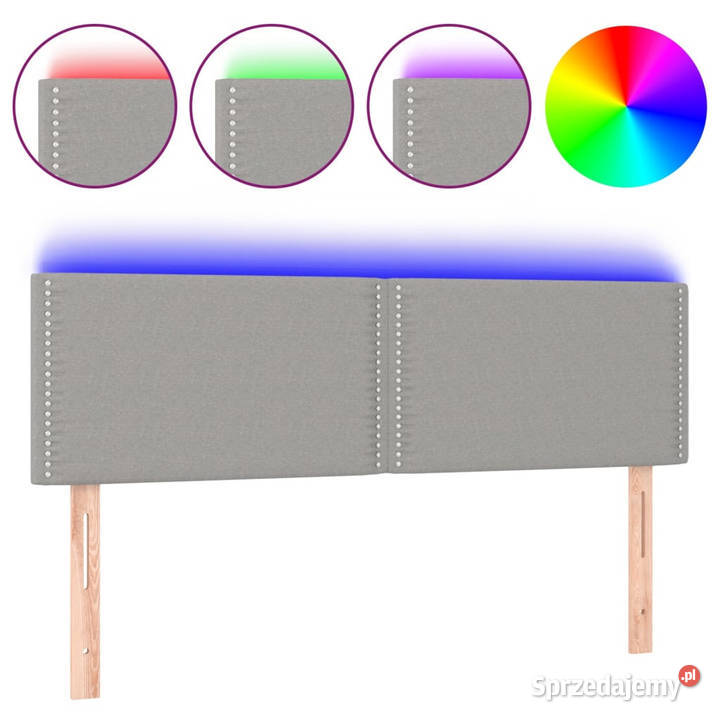 Zagłówek do łóżka z LED jasnoszary 144x5x7888 Ramy i stelaże Warszawa