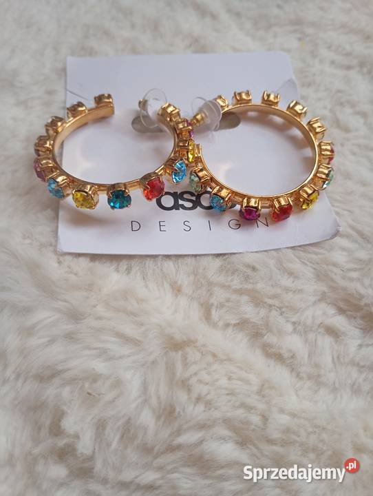ASOS Bogato zdobione kolczyki tęczowe koła NOWE Dodatki Kraków