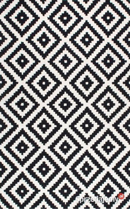 DYWAN WEŁNIANY HARMONY biały czarny IKAT w romby sprzedam