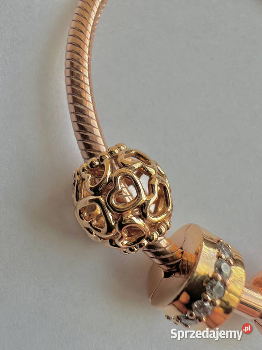 Rose Gold Pandora Moments bransoletka 3 charmsy Warszawa
