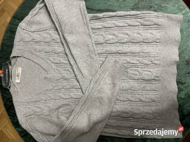 Sweter damski szary ML z warkoczami bawełna Częstochowa