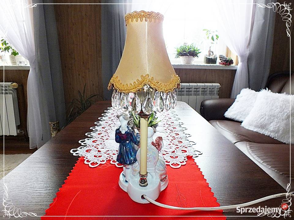 Stara porcelanowa lampka nocna z kryształami lubuskie Żary