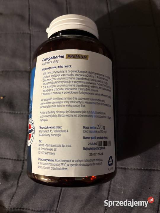 OmegaMarine Premium Nowa Formuła 360 kaps Omega3 Łeba