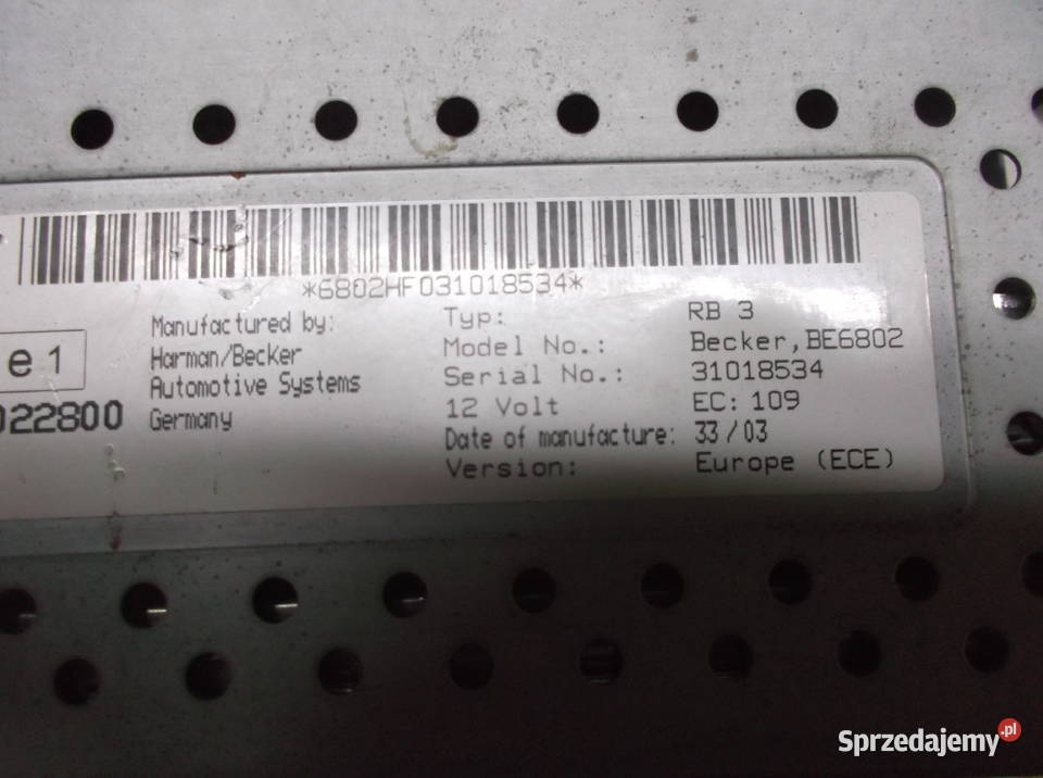 RADIO BECKER BE6802 CD NAVI CHRYSLER VOYAGER PT dolnośląskie Złotoryja