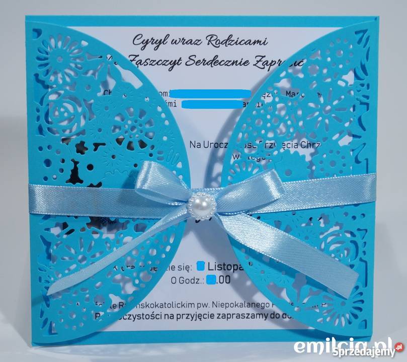 Zaproszenia ażurowe Ślub Komunia Chrzest Koperta lubuskie Zielona Góra
