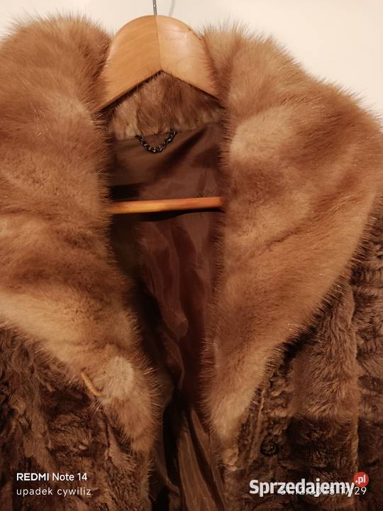 Futro z karakułów rozmiar s brązowy/beżowy śląskie Wodzisław Śląski sprzedam