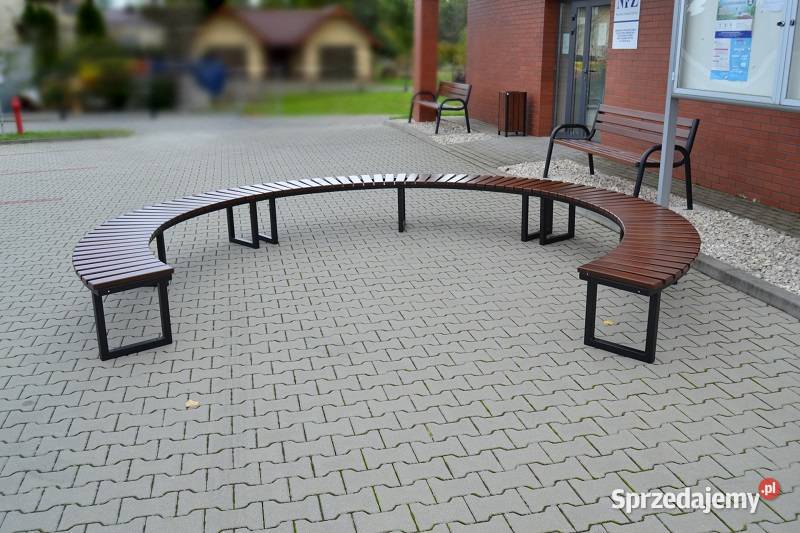 Ławka stalowa miejska półokrągła loft bez